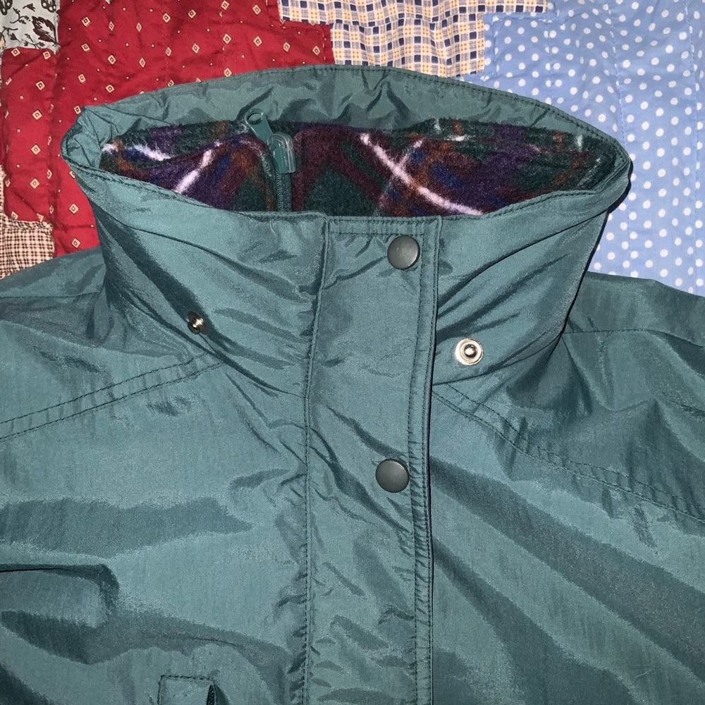 vintage 90s atmosphere fleece shell jacket pair M/L plaid green purple navy grid